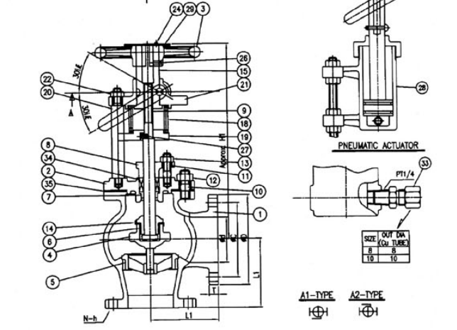 Drawing of JIS F7399 Shut-off Cast Steel Angle Valve.png